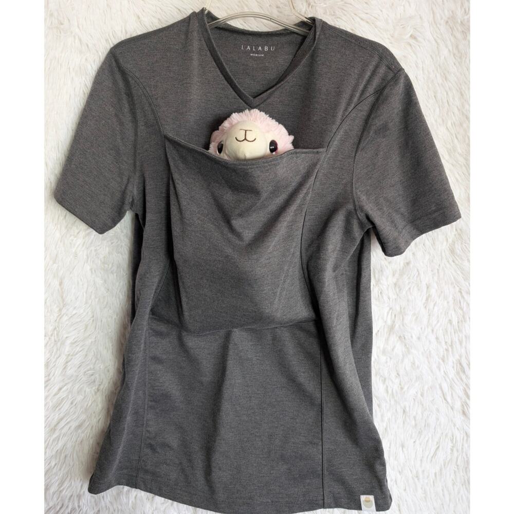 Lalabu Men's Short Sleeve Pocket Baby Wearing Tee — Gray